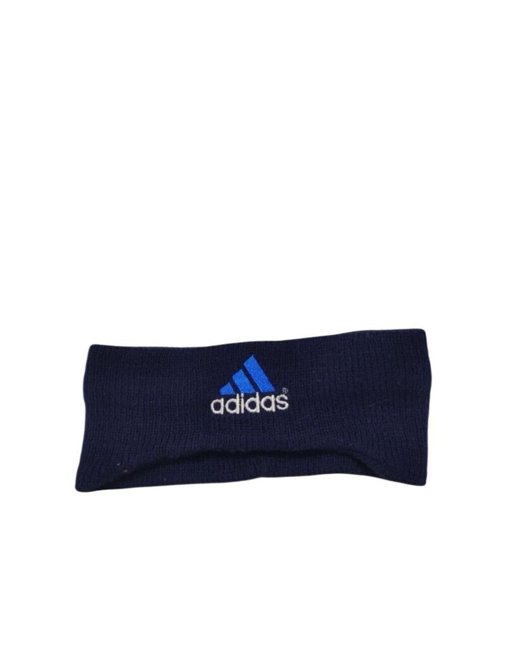 80 90s Adidas Headband Navy Thick Sweater Ear Warmer Embroidered Vintage